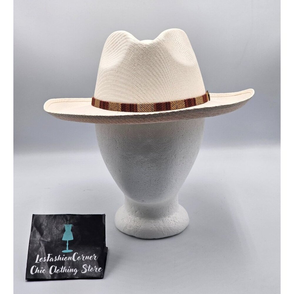 NWT American Hat Makers Freedom Laredo Men's Cream Straw Fedora Size Medium 3278 - Picture 2 of 11